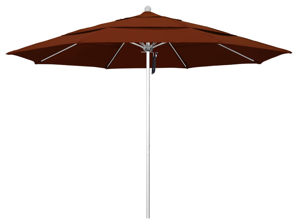 11' Fiberglass Umbrella Silver Anodized, Brick, 11'