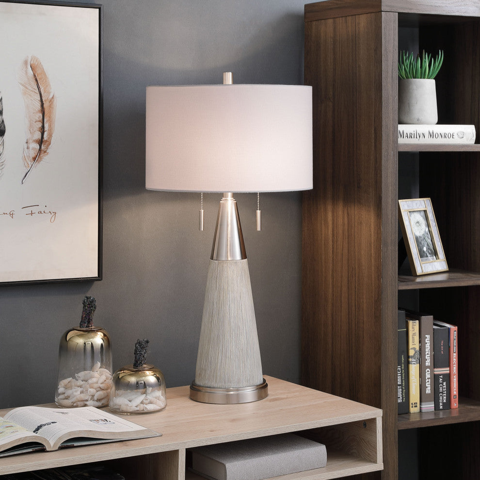 Cigala Silver - Conical Driftwood Stamped Resin Table Lamp
