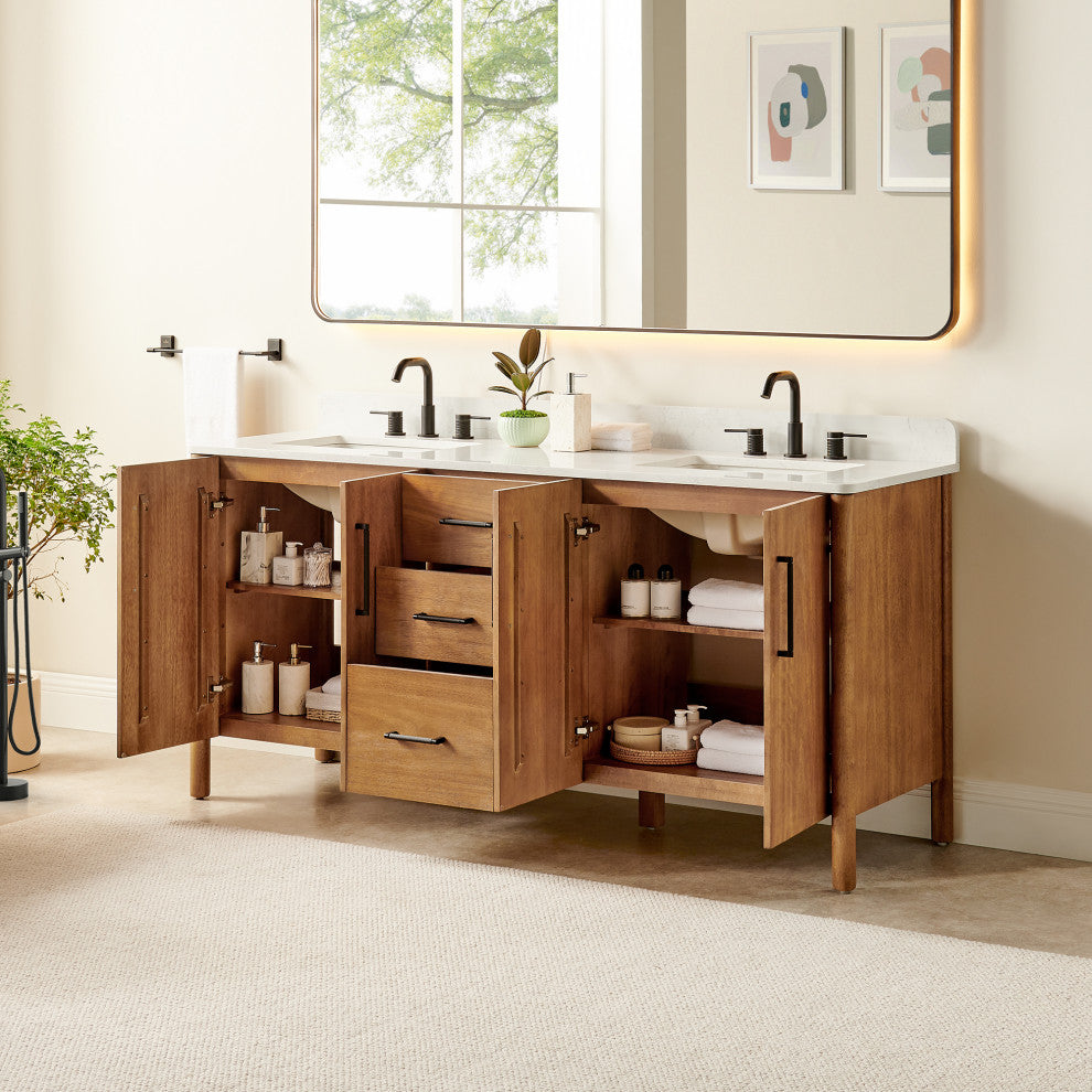 Velora Bathroom Vanity, Mango Brown, 72", No Mirror