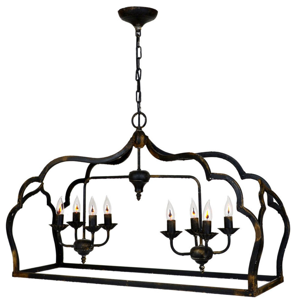 Jennet 8 Light Black Rectangular Lantern