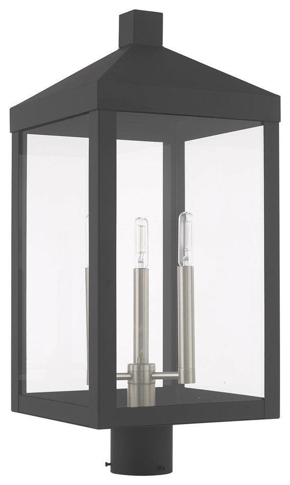 Livex Lighting Scandinavian Gray 3-Light Outdoor Post Top Lantern