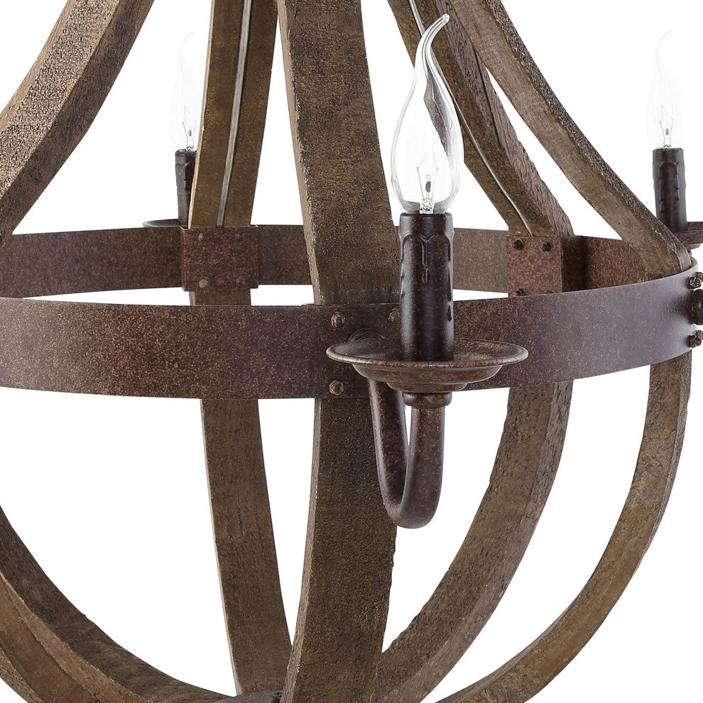 Modern Urban Contemporary Chandelier Light, Brown Wood