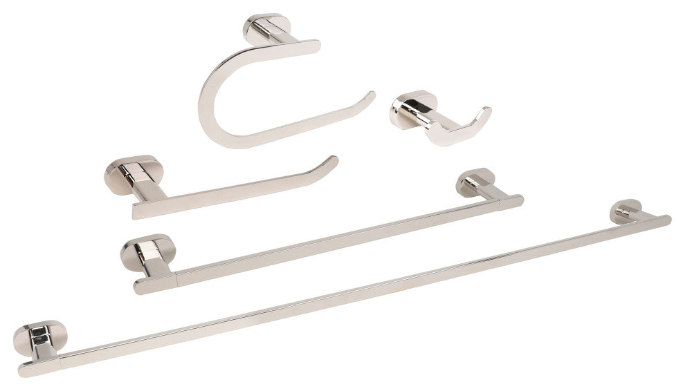 Moscow Series Polished Nickel Bathroom 5 Piece Accessory Set