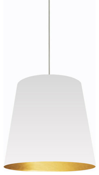Odette 1-Light Oversized Drum Pendant, White and Gold