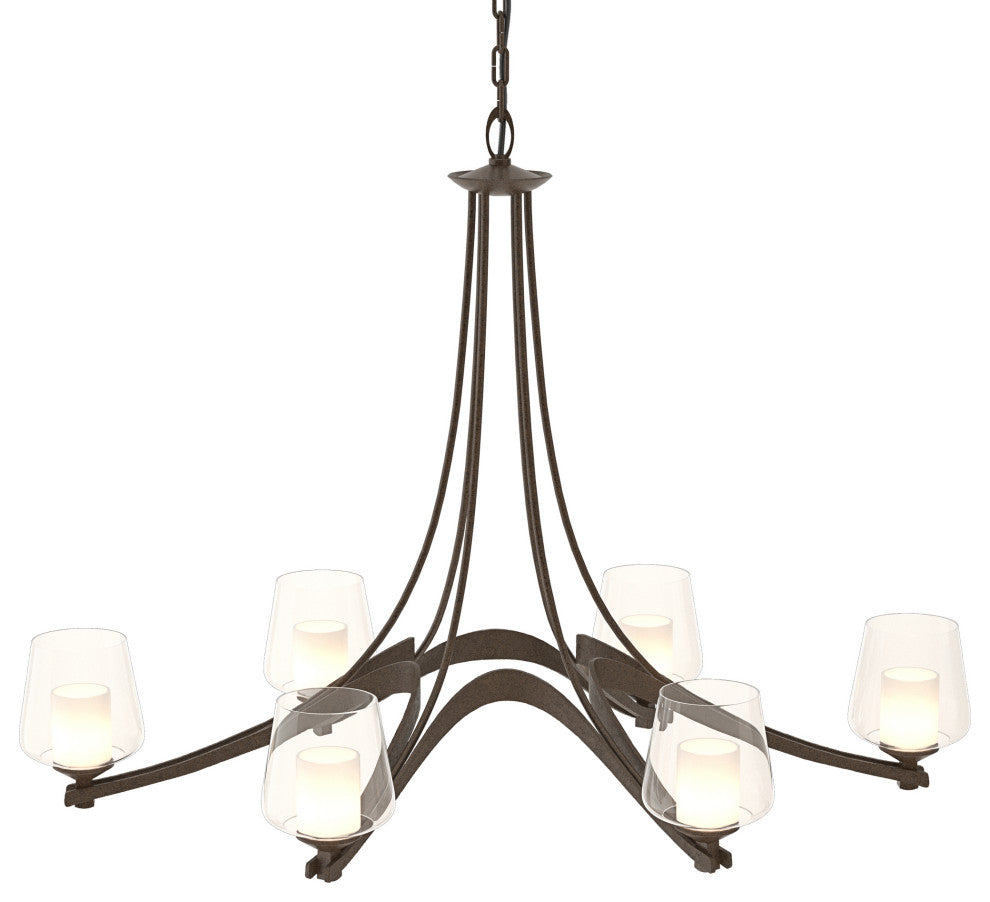 Oval Ribbon 6-Arm Chandelier, Bronze