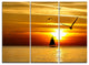 "Bright Yellow Beach With Birds" Metal Wall Art, 3 Panels, 36"x28"