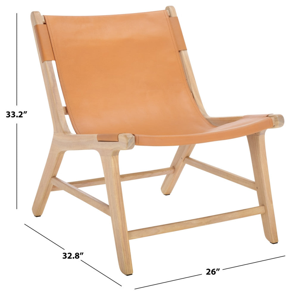 Safavieh Couture Alanarose Leather Accent Chair, Tan/Natural