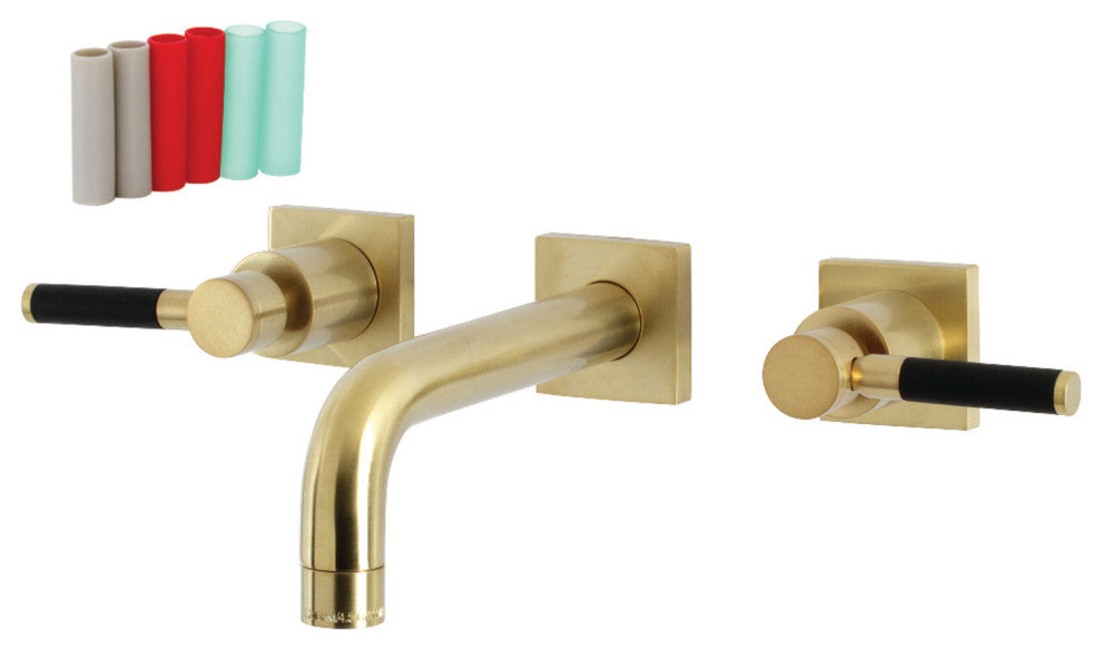 Kingston Brass KS6127DKL Two-Handle Wall Mount Bathroom Faucet, Brushed Brass