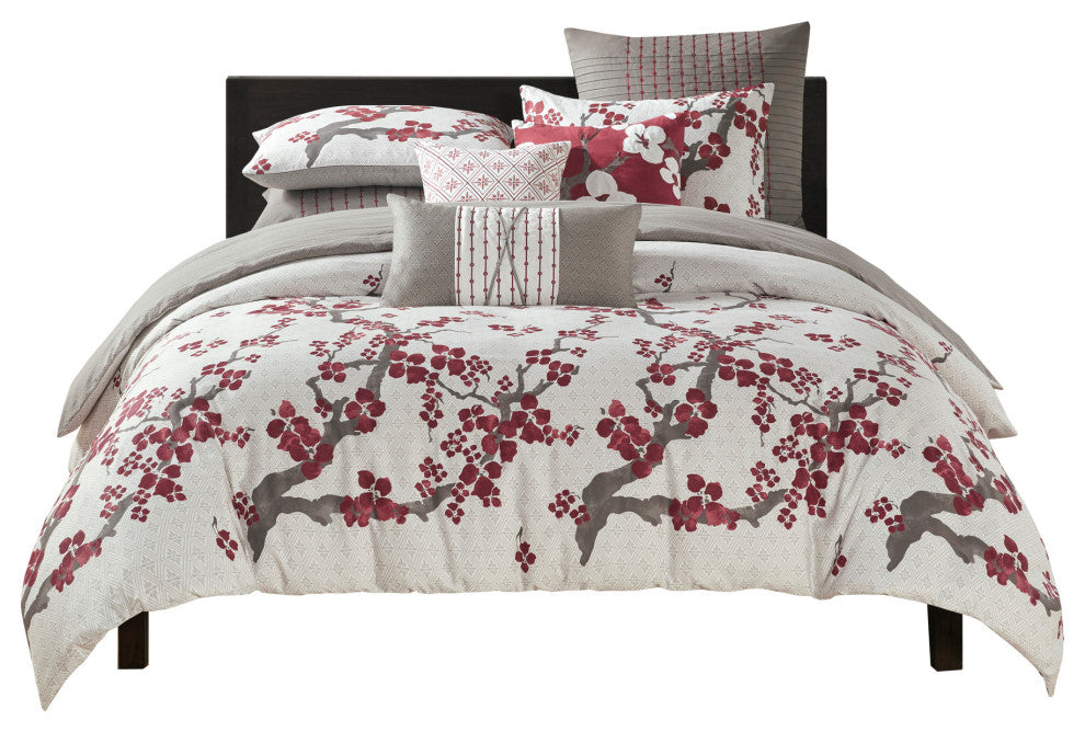 N Natori Cherry Blossom Duvet Cover Mini Set, Queen