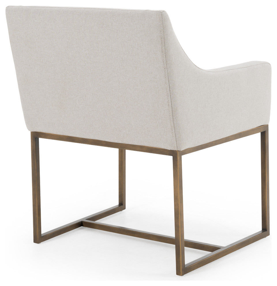 Modrest Basel Gray and Copper Antique Brass Dining Chair