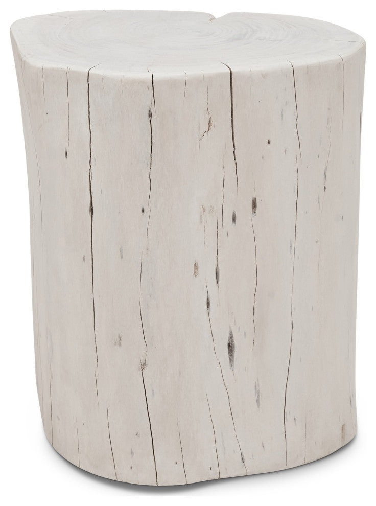 Brooks Solid Wood Stump, White Wash