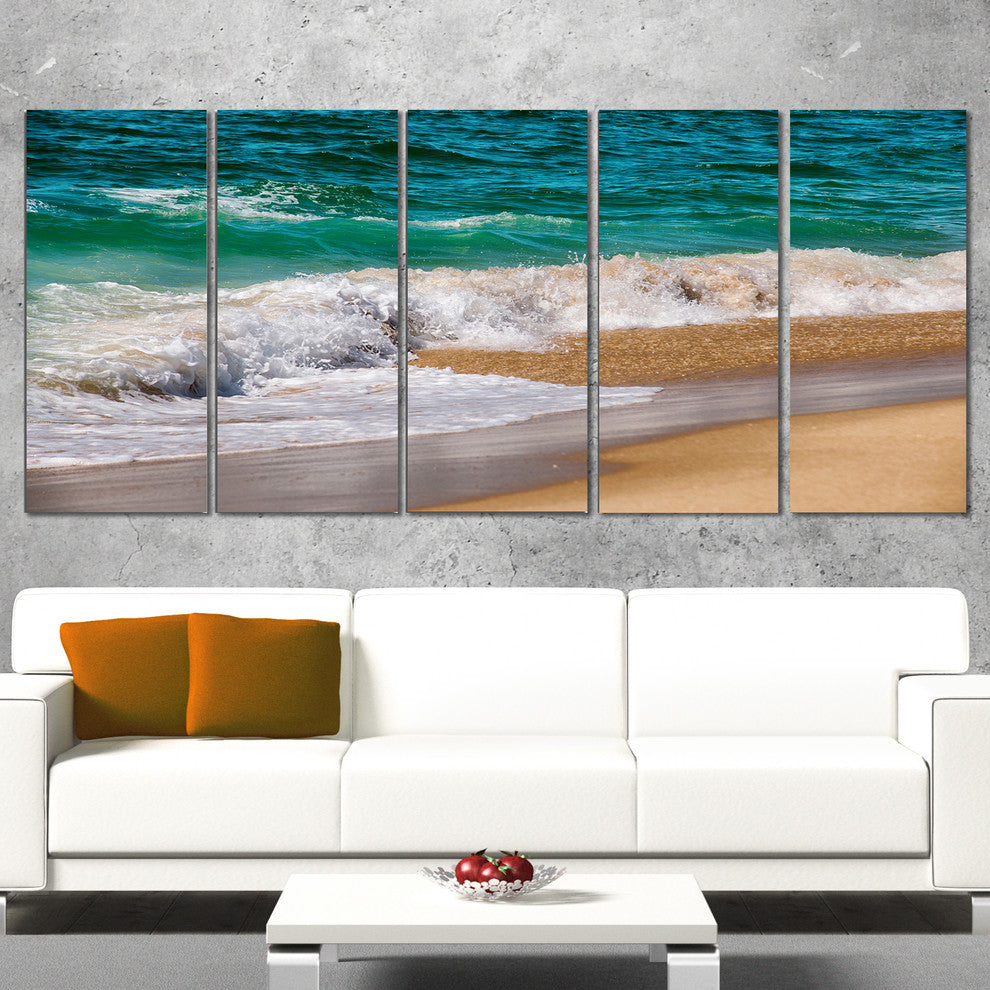 "Typical Atlantic Seashore in Summertime" Seascape Wall Art, 5 Panels, 60"x28"