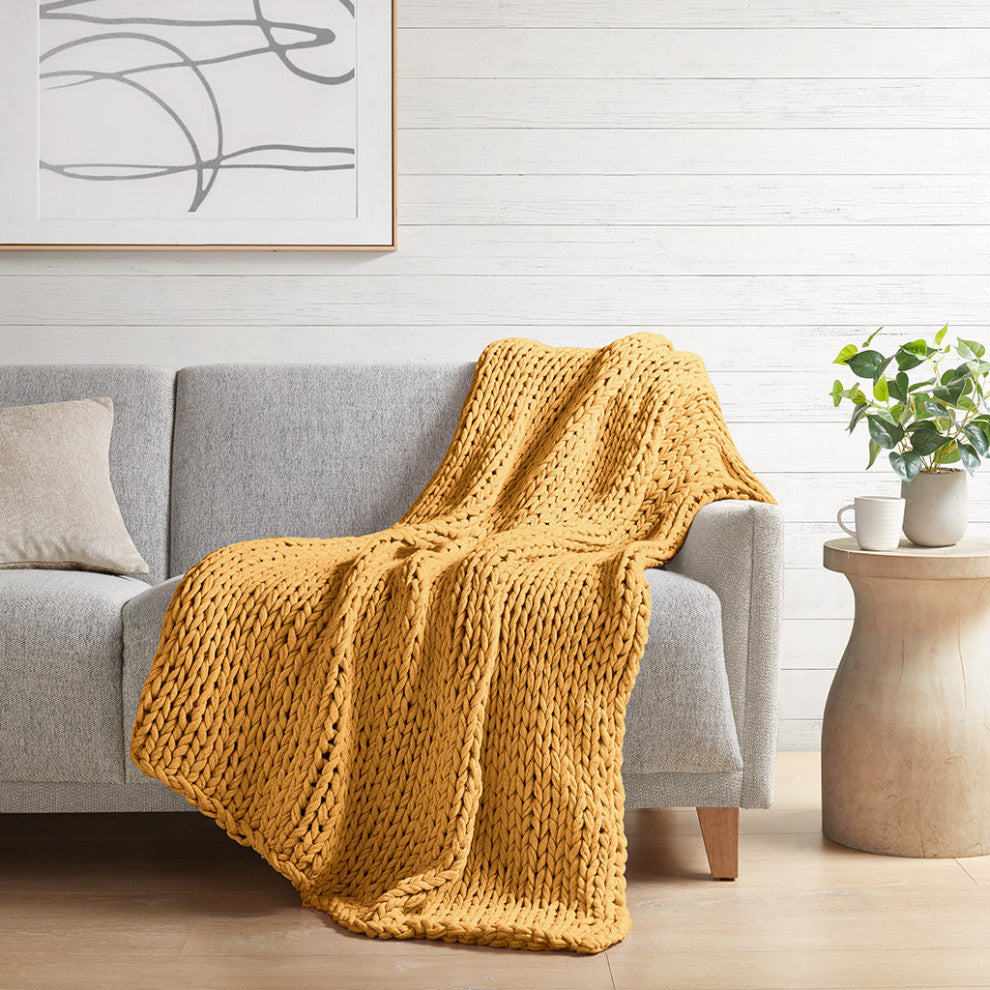 Madison Park Chunky Double Knit Hand Made Throw Blanket