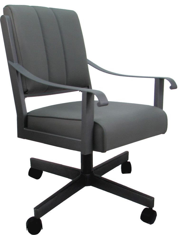 Leather Memphis Dining Caster Chair Swivel Tilt with Wheels, Gray Leather on Gray