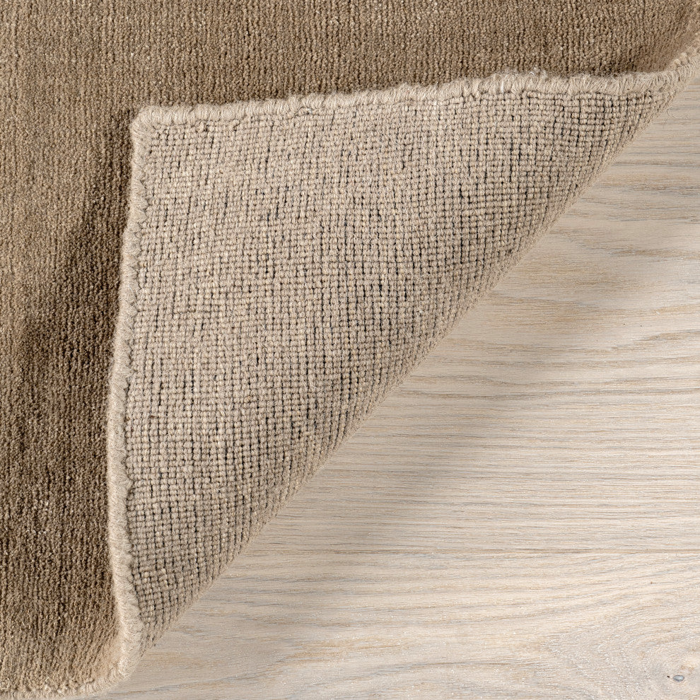 Arrel Speckled Wool-Blend Area Rug, Fawn 2' 6" x 12'