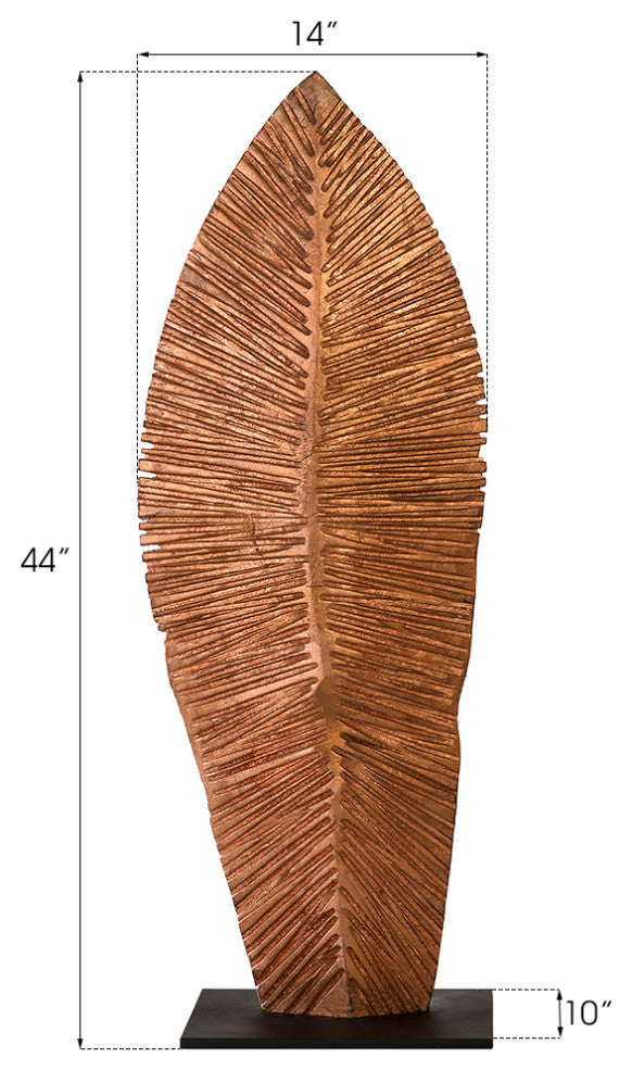 Carved Leaf on Stand, Copper Leaf, Small