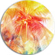 Retro Palm Red Yellow Watercolor, Trees Disc Metal Wall Art, 11"