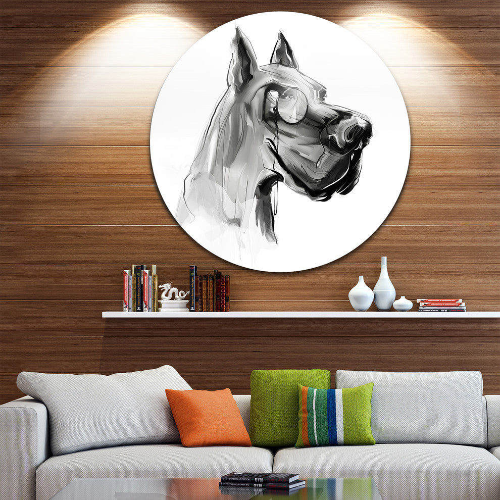 English Bulldog With Monocle, Animal Large Disc Metal Wall Art, 11"
