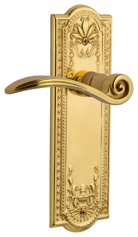 Meadows Plate With Swan Lever, Polished Brass, Privacy, Non-Handed