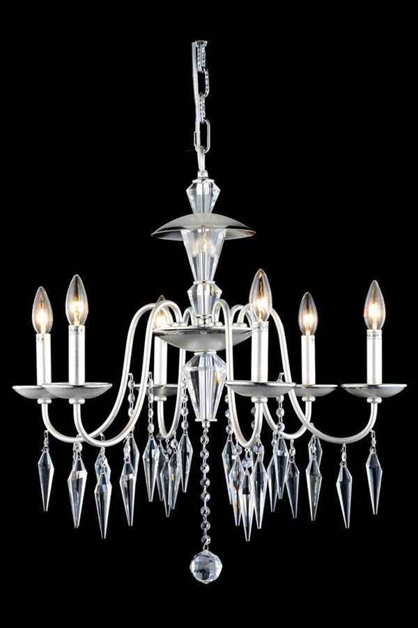 Elegant Gracieux Fixture, Polished Silver Finish With Elegant Cut Crystal