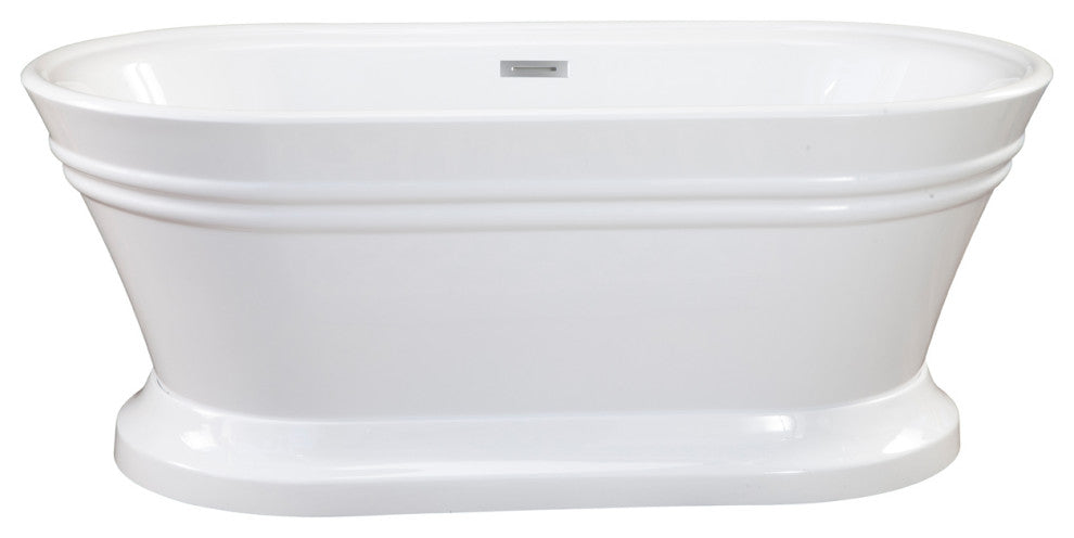 Solace Freestanding Soaking Acrylic Bathtub, 59"