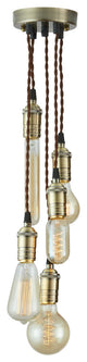 Pendant Light Cluster With 5 Pendant Lights, Vintage Style With Antique Bulbs