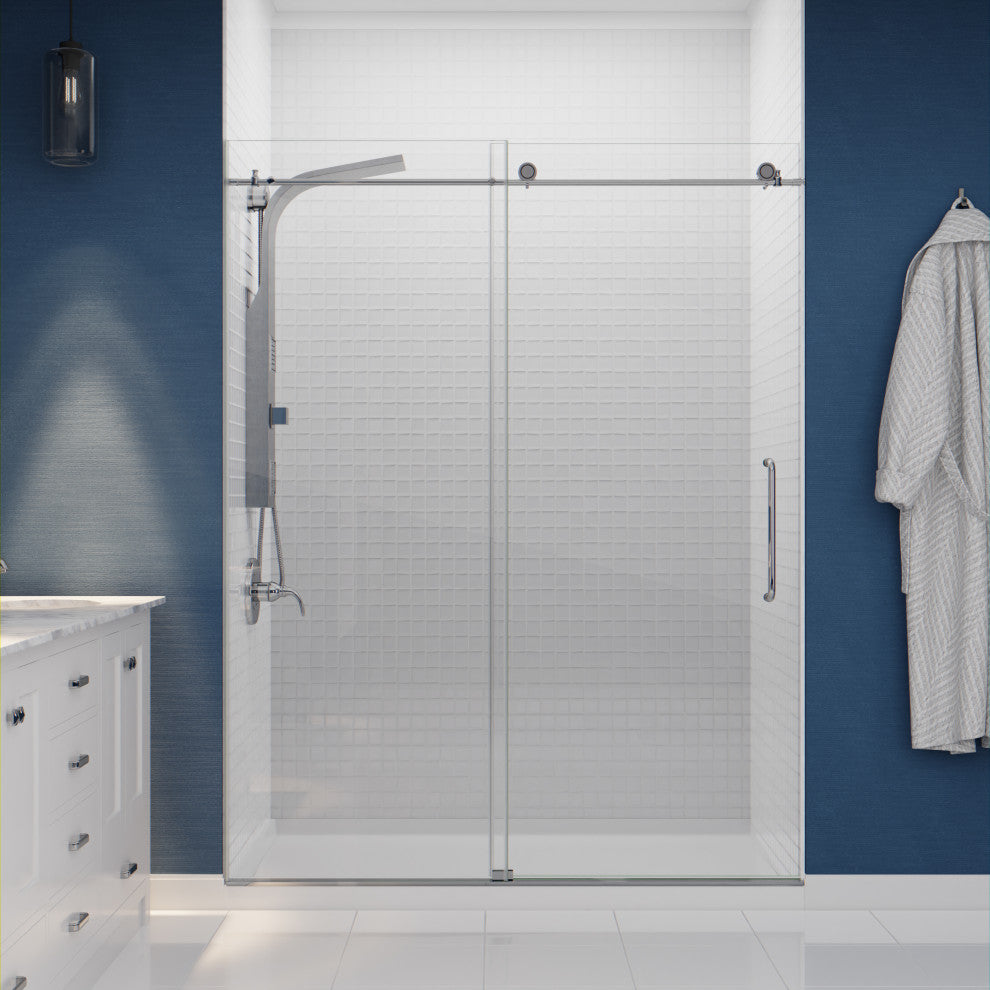 Aura 2-Jetted Shower Panel With Heavy Rain Shower and Spray Wand, Brushed Steel