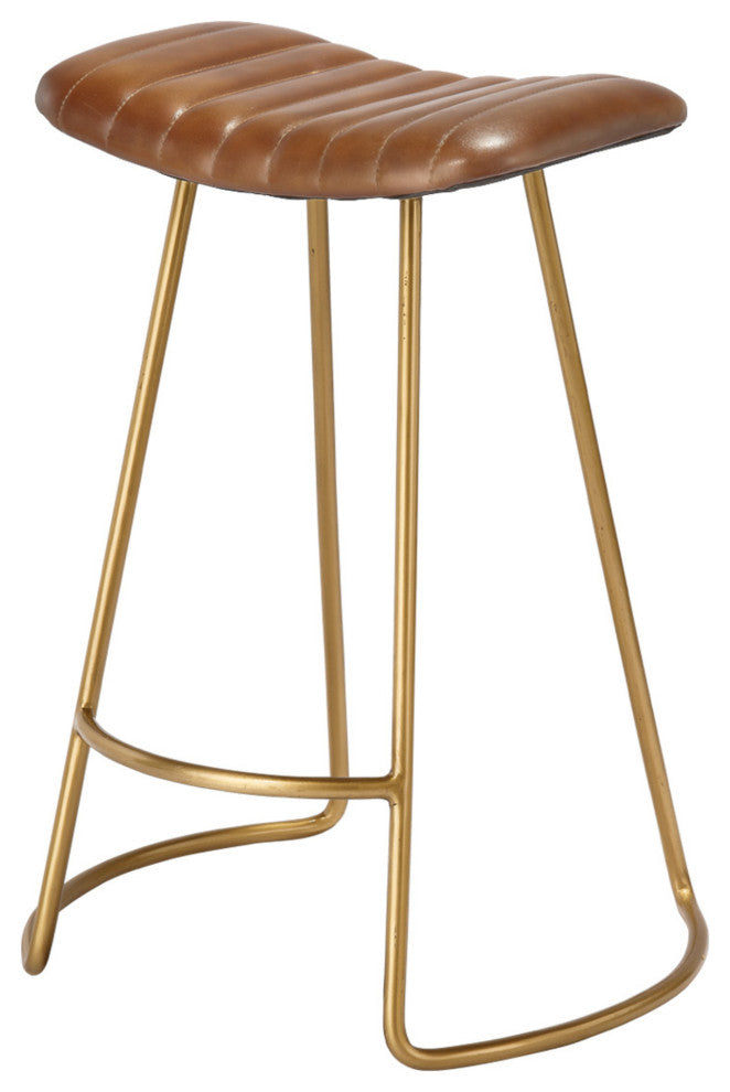Theo Leather Counter Stool, Brown