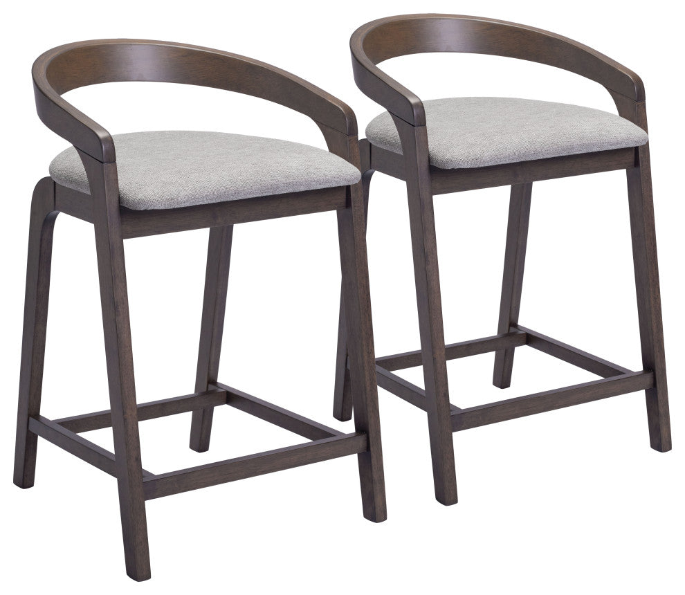 Troy Counter Stool, Set of 2 Dove Gray and Espresso