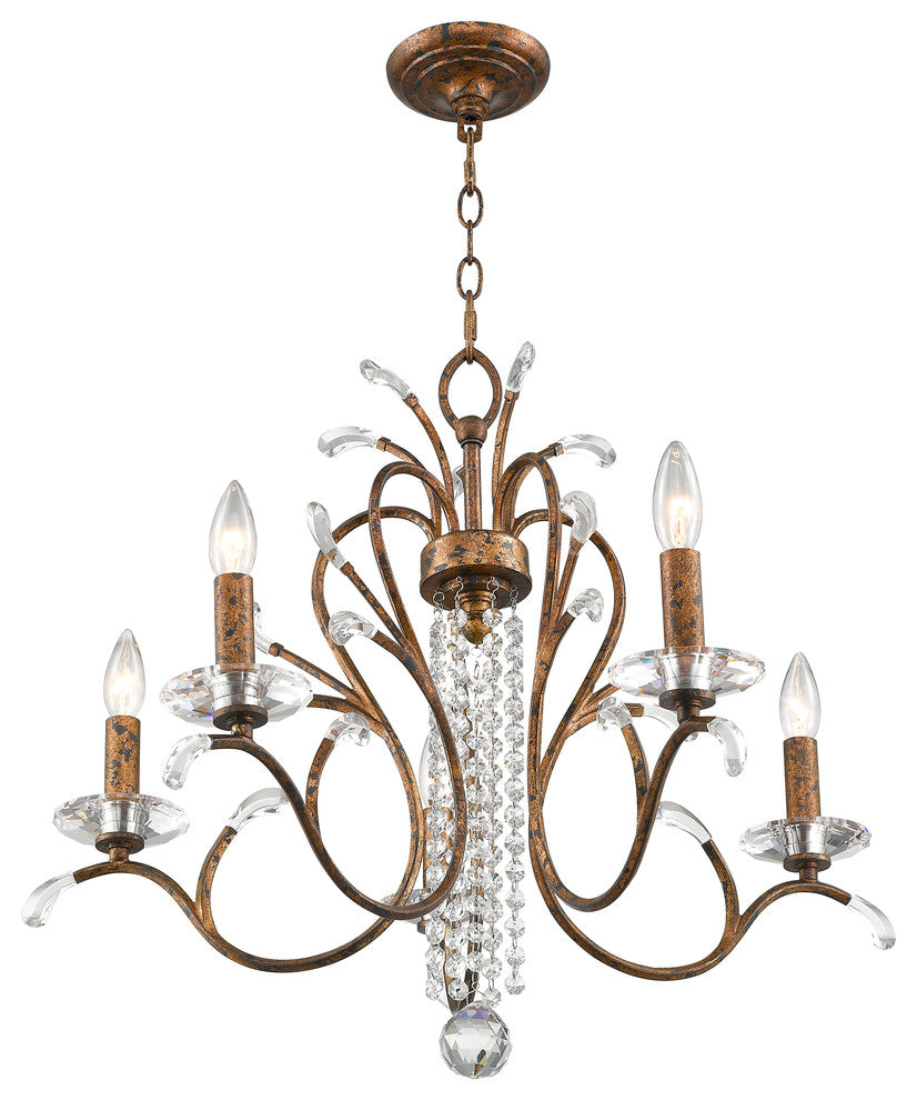 Serafina Chandelier, Hand-Applied Venetian Golden Bronze