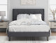 Full Bed Frame, Upholstered Platform Bed with Geometric Headboard and Wingback