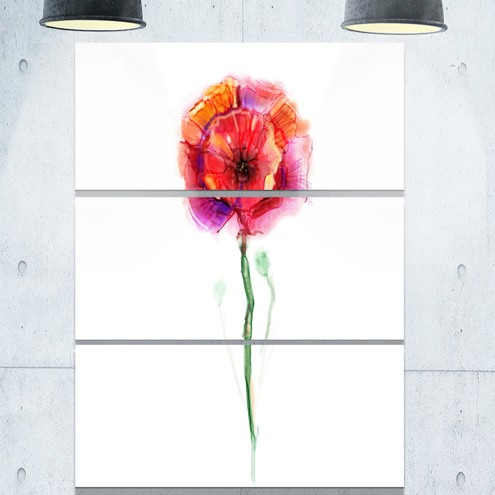 "Isolated Poppy Flower in Full Bloom" Metal Wall Art, 3 Panels, 28"x36"