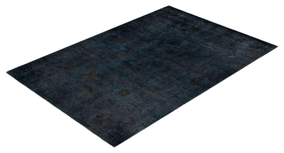 Overdyed One-of-a-Kind Hand-Knotted Area Rug Black, 5' 3" x 7' 9"