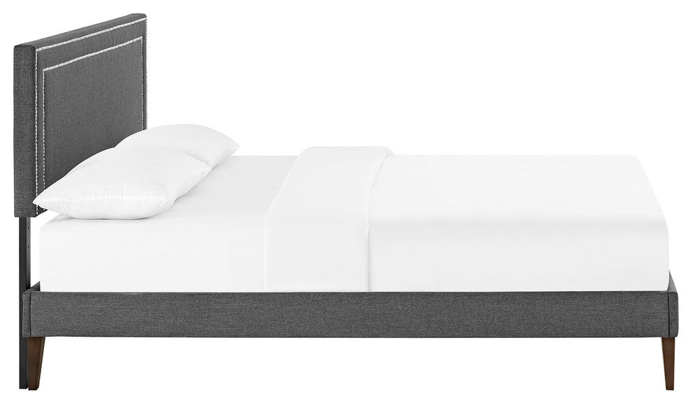 Modway Jessamine King Fabric Platform Bed With Squared Tapered Legs, Gray