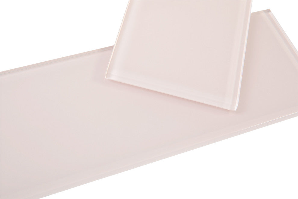 4"x12" Glass Subway Collection, Rose Pale Pink