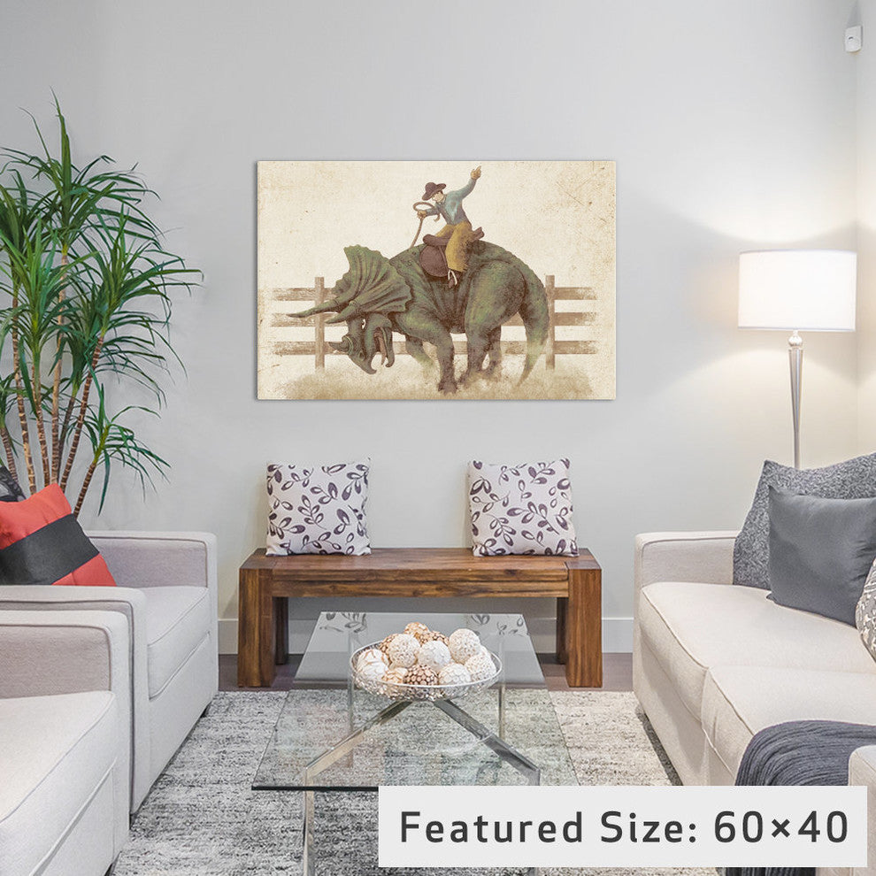 "Dino Rodeo Landscape" by Terry Fan, 26x18x1.5