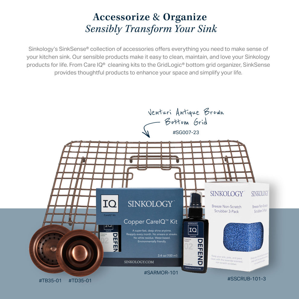 Lange Copper 25" Single Bowl Farmhouse Apron Front Undermount Kitchen Sink