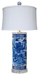 Blue and White Landscape Porcelain Vase Table Lamp 29"