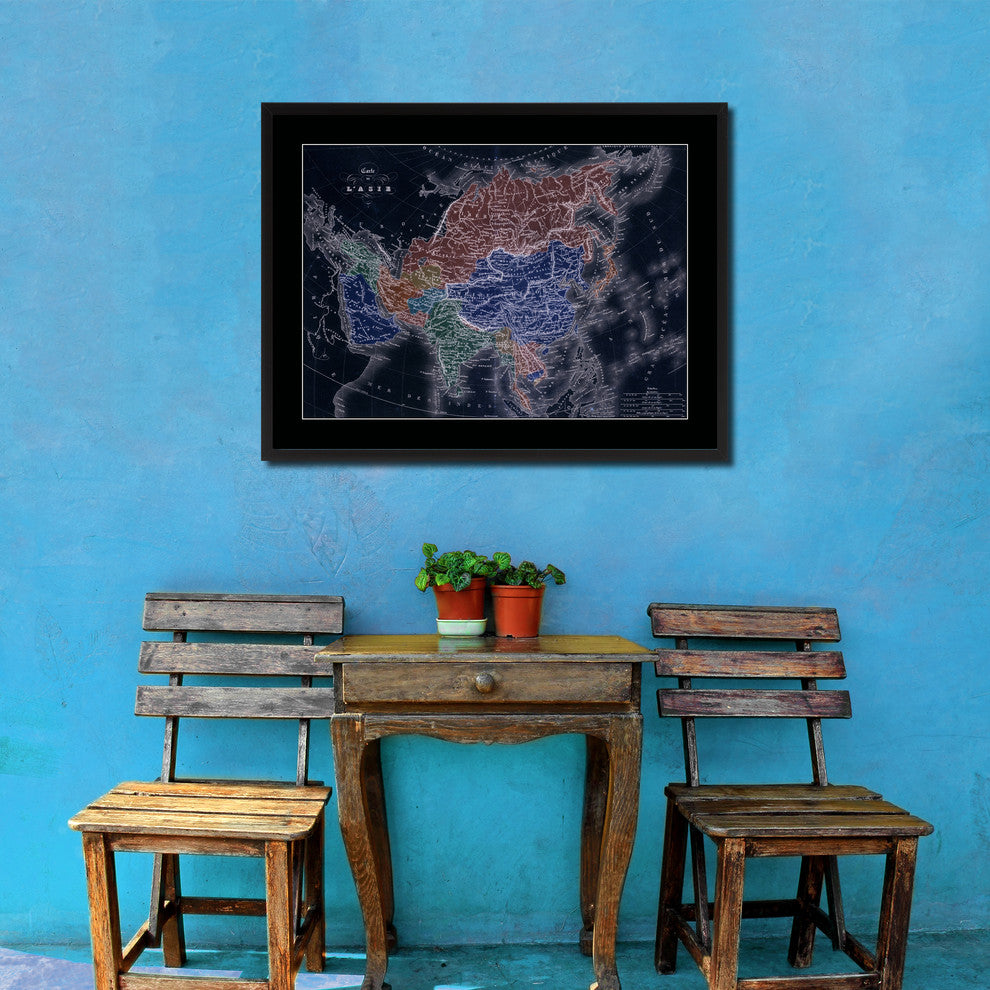 Asia Vintage Vivid Color Map Canvas, 28"x37"