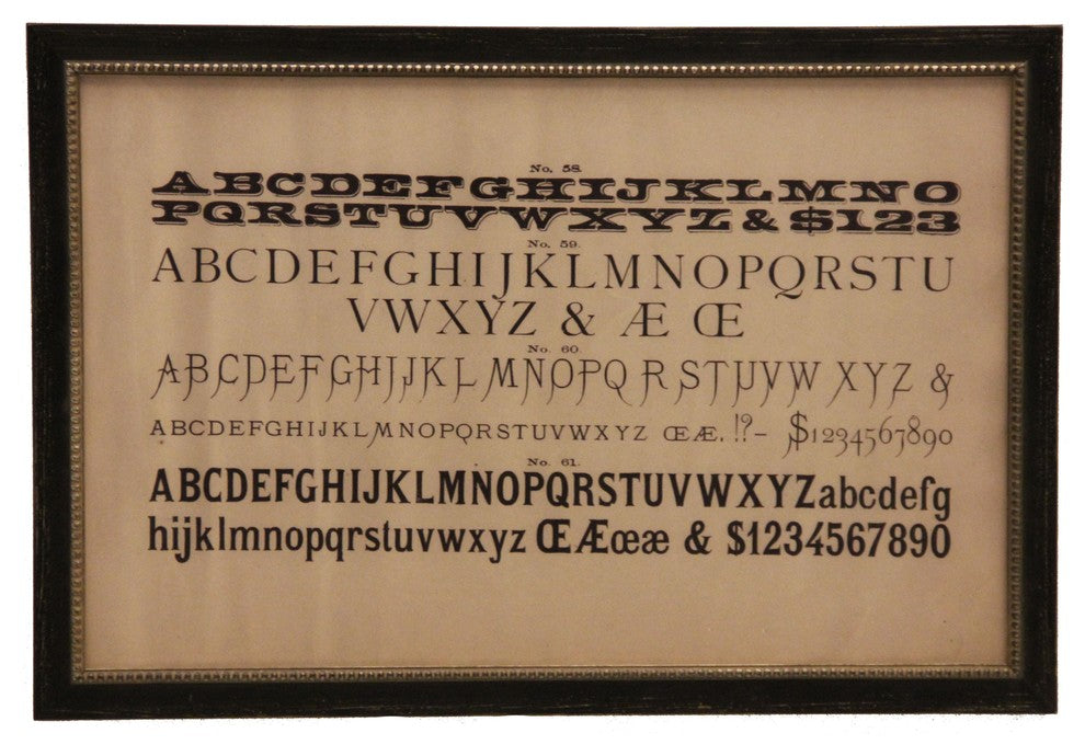 Antique Alphabet # 58, Black Frame With Silver Bead