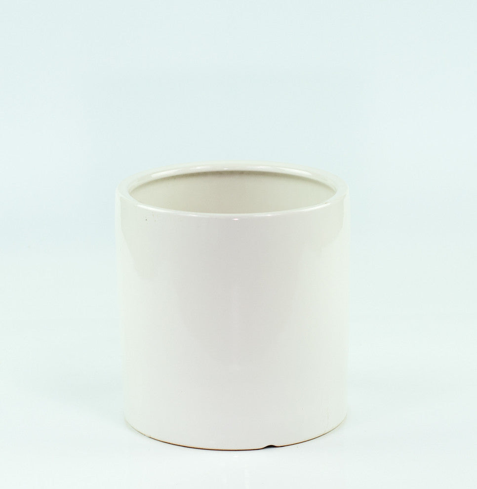 Ceramic Cylinder Pot Medium 8'' White