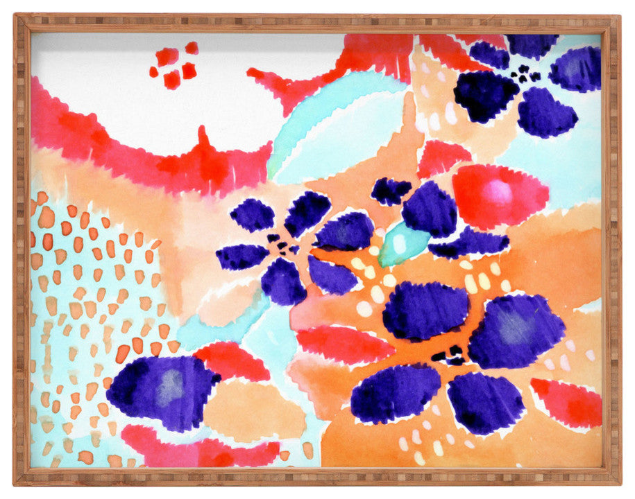 Deny Designs Cayenablanca Ikat Flowers Rectangular Tray