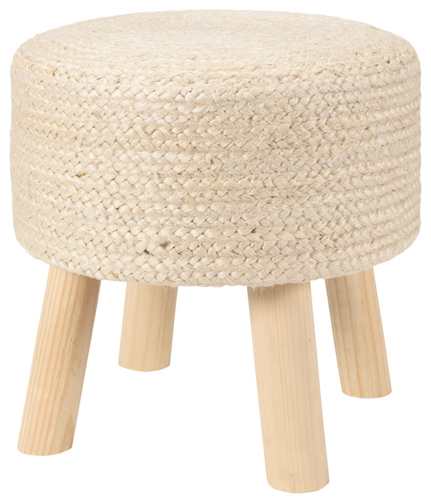 Jaipur Living Thora Solid Beige Stool 16"X16"X16"