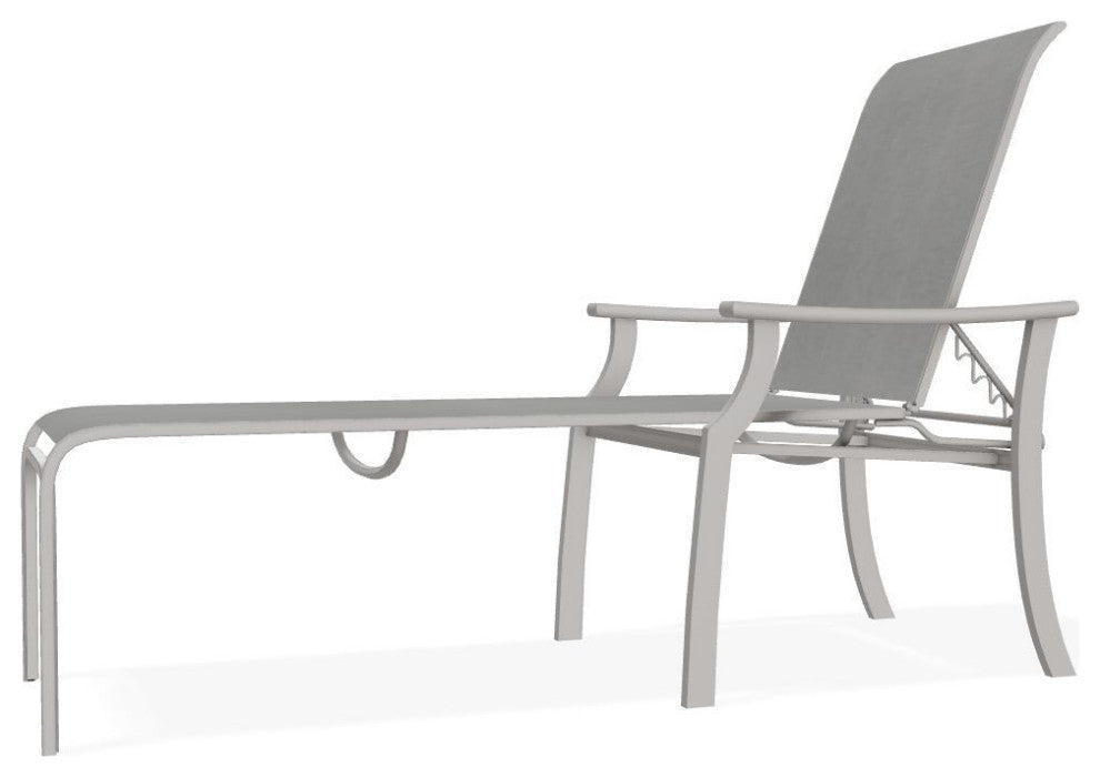 St. Catherine Sling 4-Position Outdoor Chaise Lounge, Alloy/Warm Gray