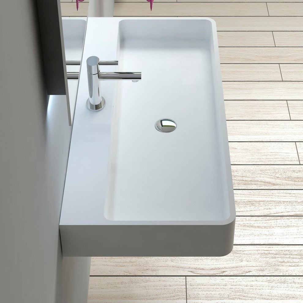 ADM Rectangular Countertop Sink, White, 39", Matte White