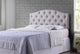 Myra Queen Size Light Beige Fabric Upholstered Button-Tufted Headboard