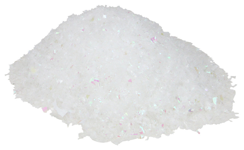 White Iridescent Artificial Powder Snow Twinkle Flakes for Decorating 2 oz.