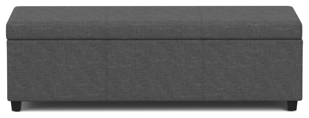 Avalon Extra Large Storage Ottoman Bench, Slate Grey