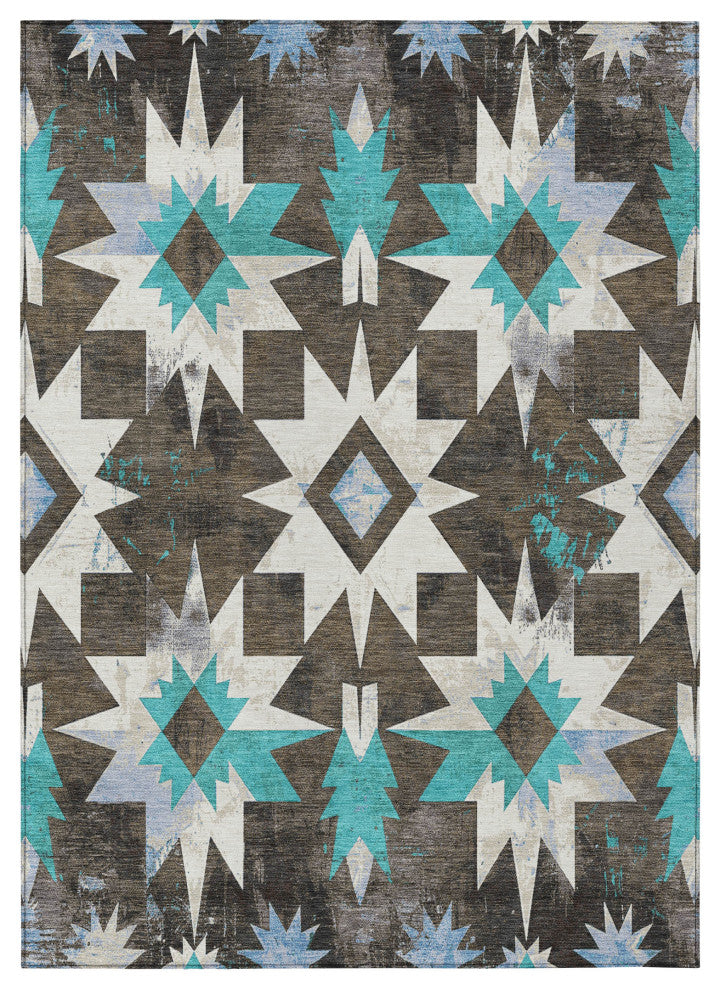 Machine Washable Indoor/Outdoor Chantille ACN1893 Brown 2'6" x 3'10" Rug