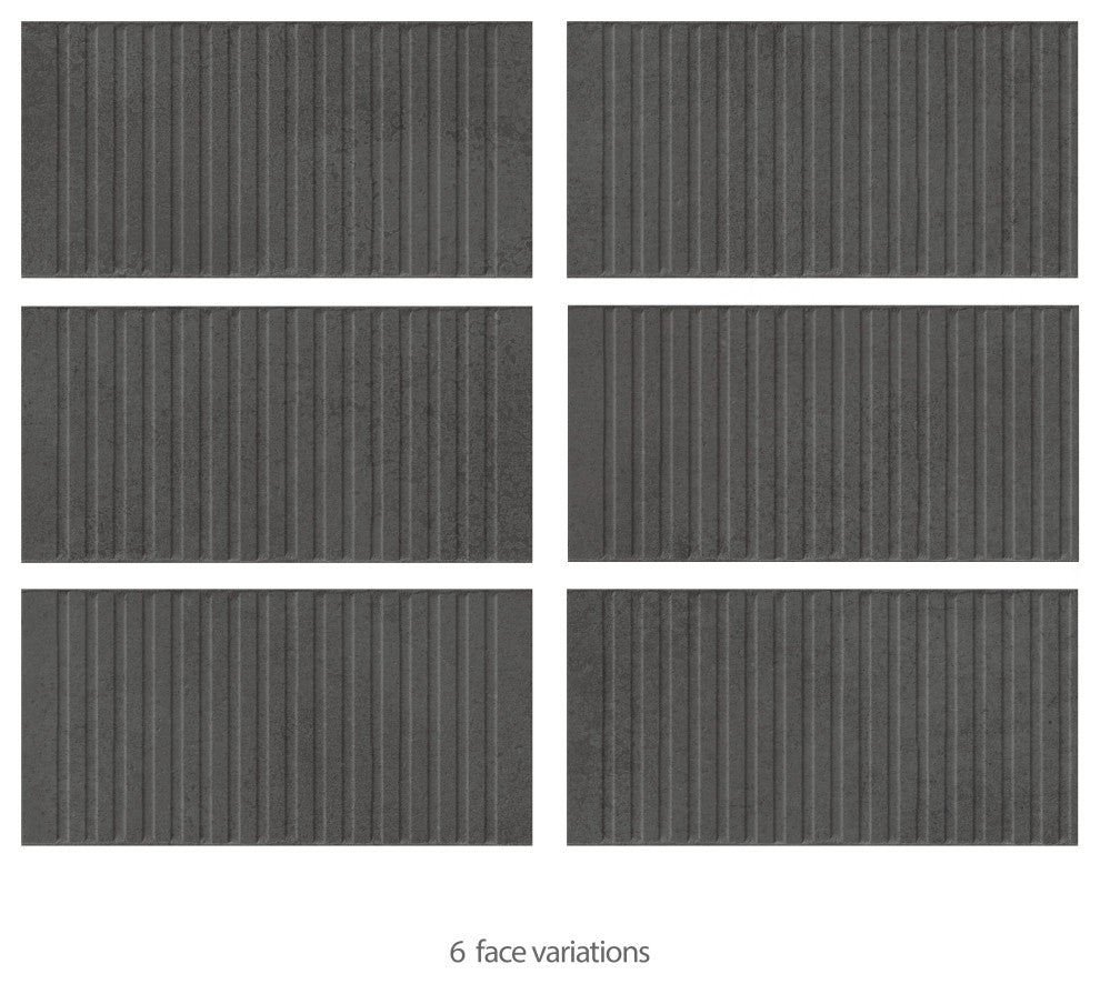 Kings Loft Black Fluted Ceramic Wall Tile
